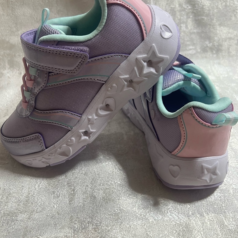 Lights Purple and Pink Chunky Sneakers with Retro Design